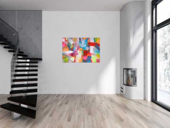 Abstraktes Acrylbild bunte Farben und Streifen modern zeitgenössisch expressionistisch