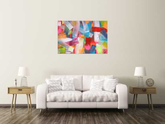 Abstraktes Acrylbild bunte Farben und Streifen modern zeitgenössisch expressionistisch