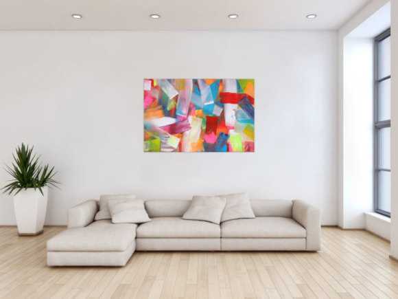 Abstraktes Acrylbild bunte Farben und Streifen modern zeitgenössisch expressionistisch
