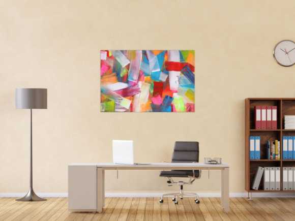 Abstraktes Acrylbild bunte Farben und Streifen modern zeitgenössisch expressionistisch