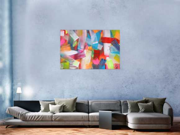 Abstraktes Acrylbild bunte Farben und Streifen modern zeitgenössisch expressionistisch