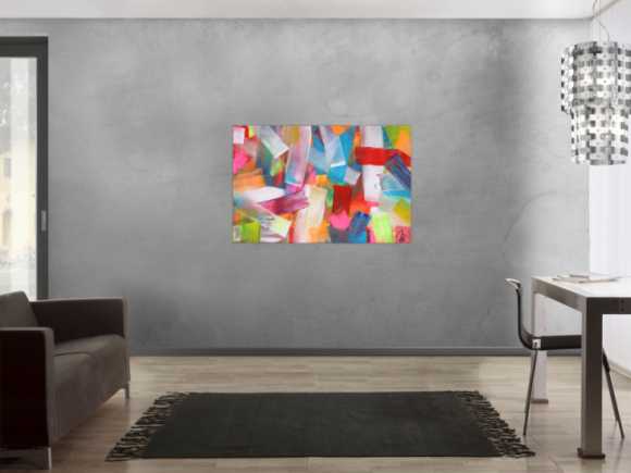 Abstraktes Acrylbild bunte Farben und Streifen modern zeitgenössisch expressionistisch