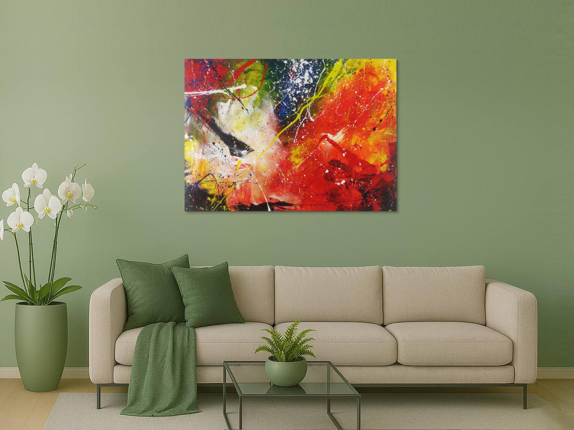 Abstraktes Gemälde Action Painting sehr modernes Acrylbild zeitgenössisch expressionistisch