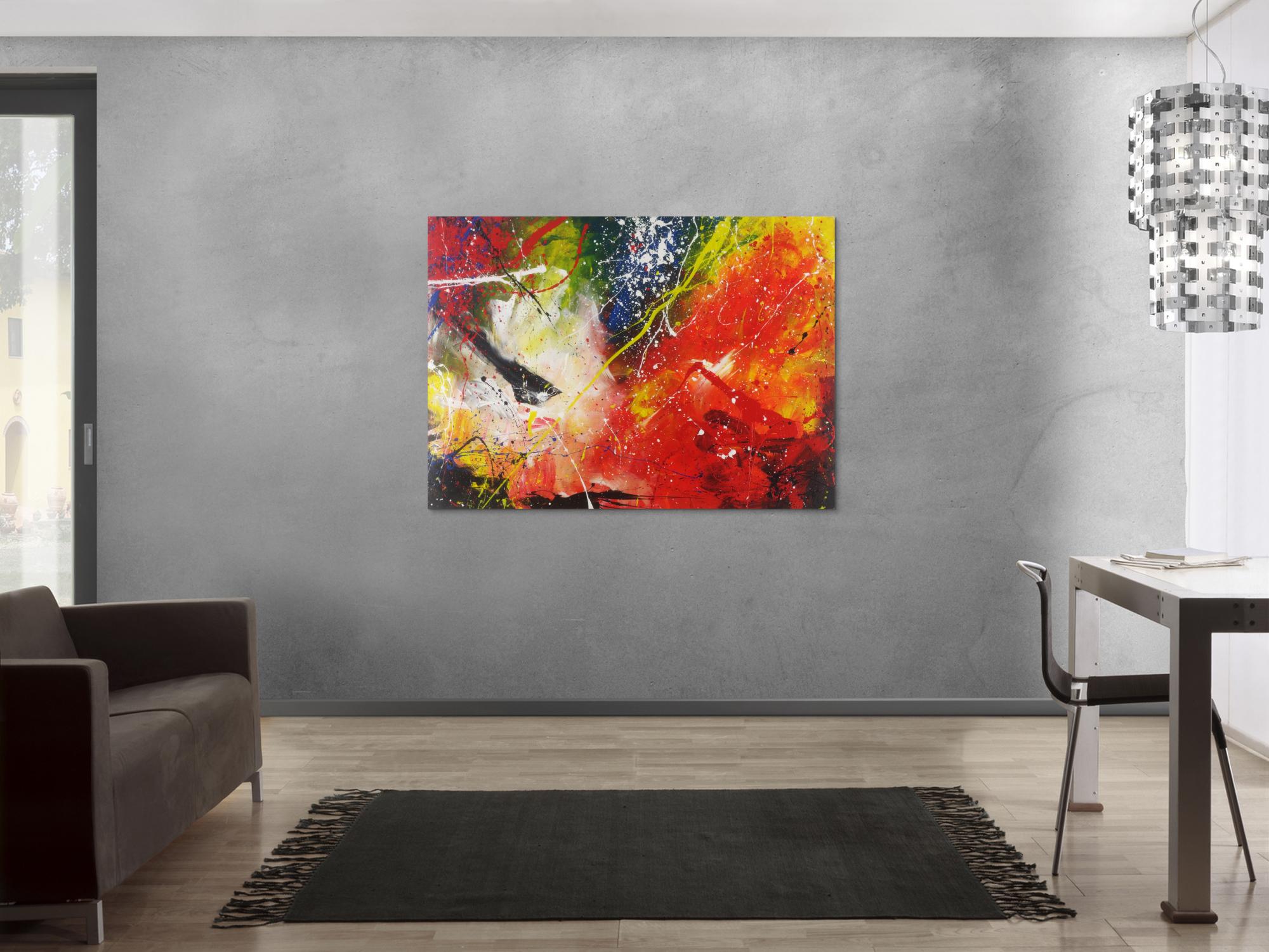 Abstraktes Gemälde Action Painting sehr modernes Acrylbild zeitgenössisch expressionistisch