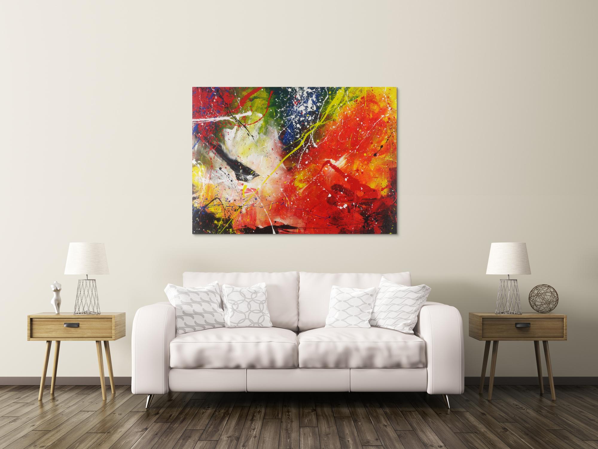 Abstraktes Gemälde Action Painting sehr modernes Acrylbild zeitgenössisch expressionistisch