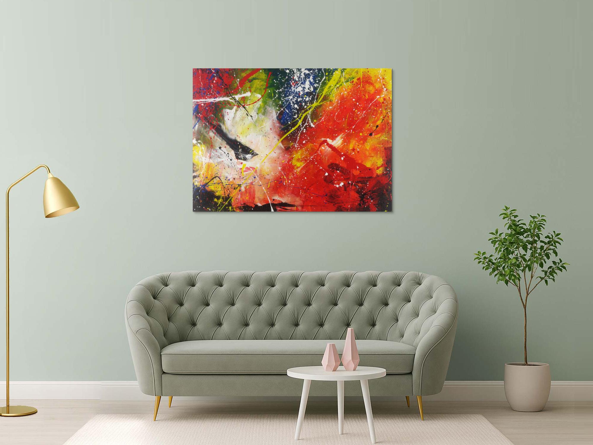 Abstraktes Gemälde Action Painting sehr modernes Acrylbild zeitgenössisch expressionistisch