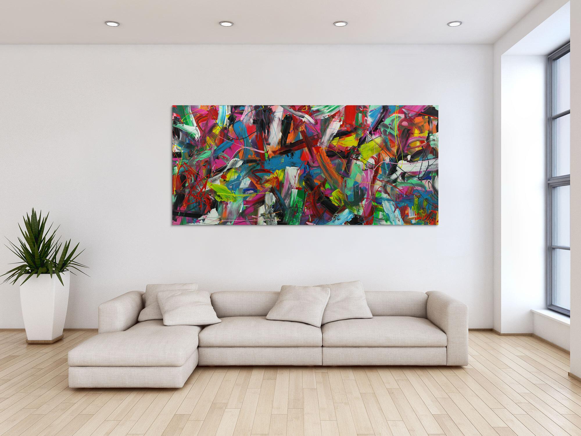 Abstraktes Acrylbild sehr modern Action Painting bunte Farben zeitgenössisch expressionistisches Gemälde