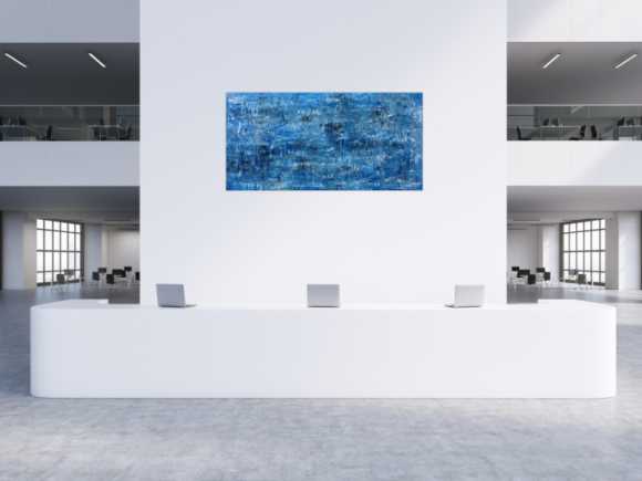 Abstraktes Acrylbild modernes Muster blau