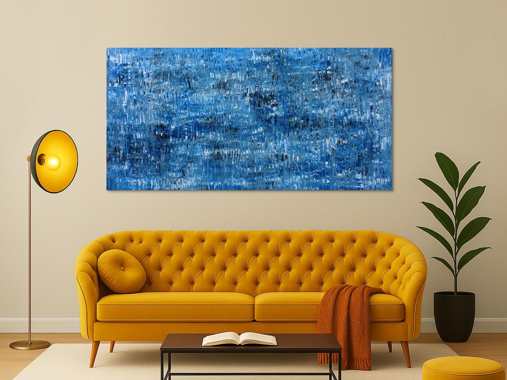 Abstraktes Acrylbild modernes Muster blau