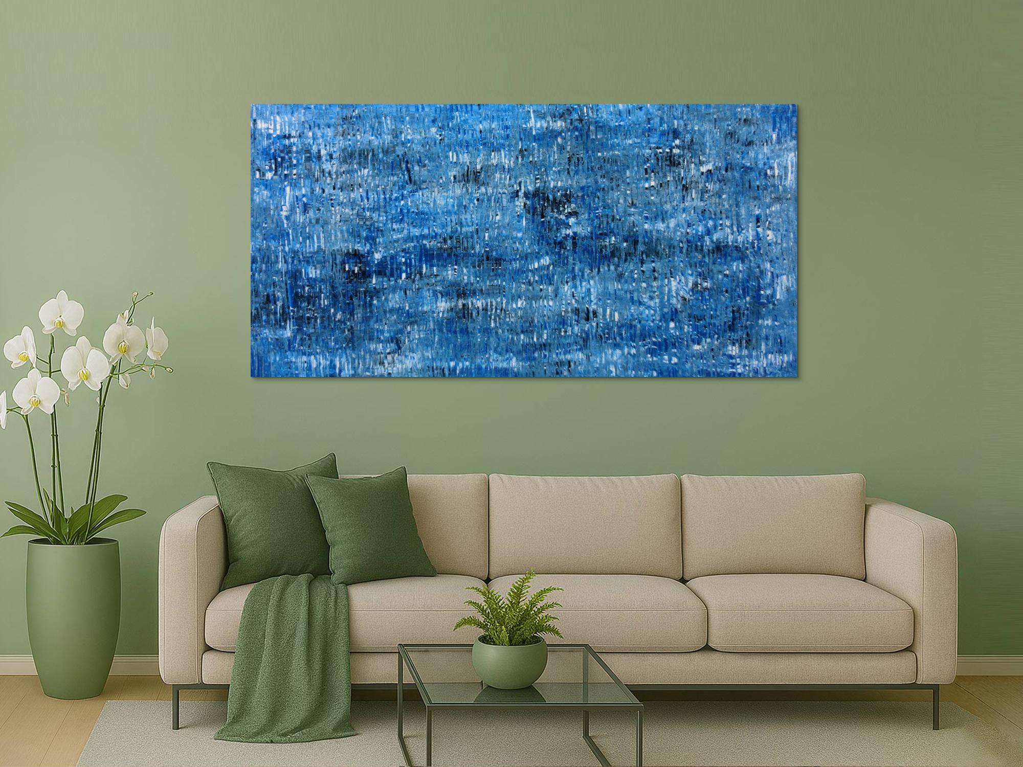 Abstraktes Acrylbild modernes Muster blau