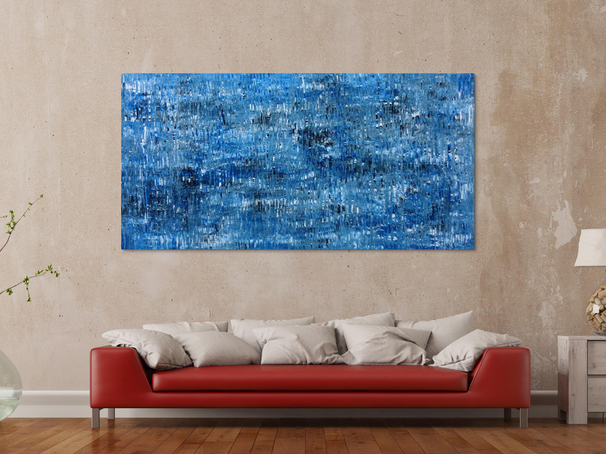 Abstraktes Acrylbild modernes Muster blau