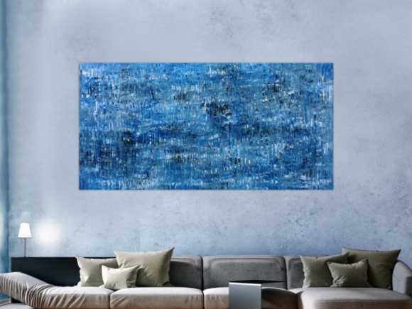 Abstraktes Acrylbild modernes Muster blau