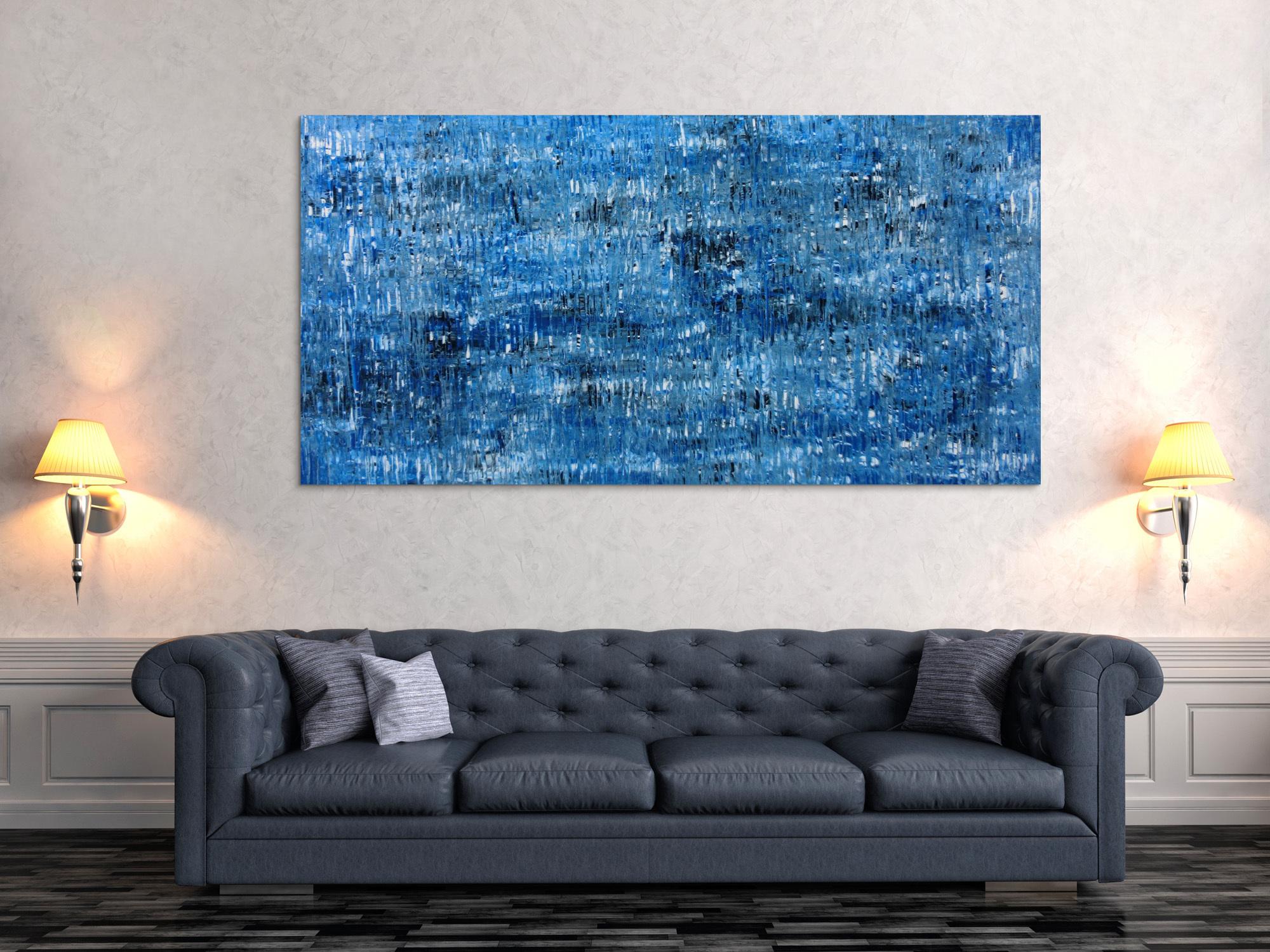 Abstraktes Acrylbild modernes Muster blau