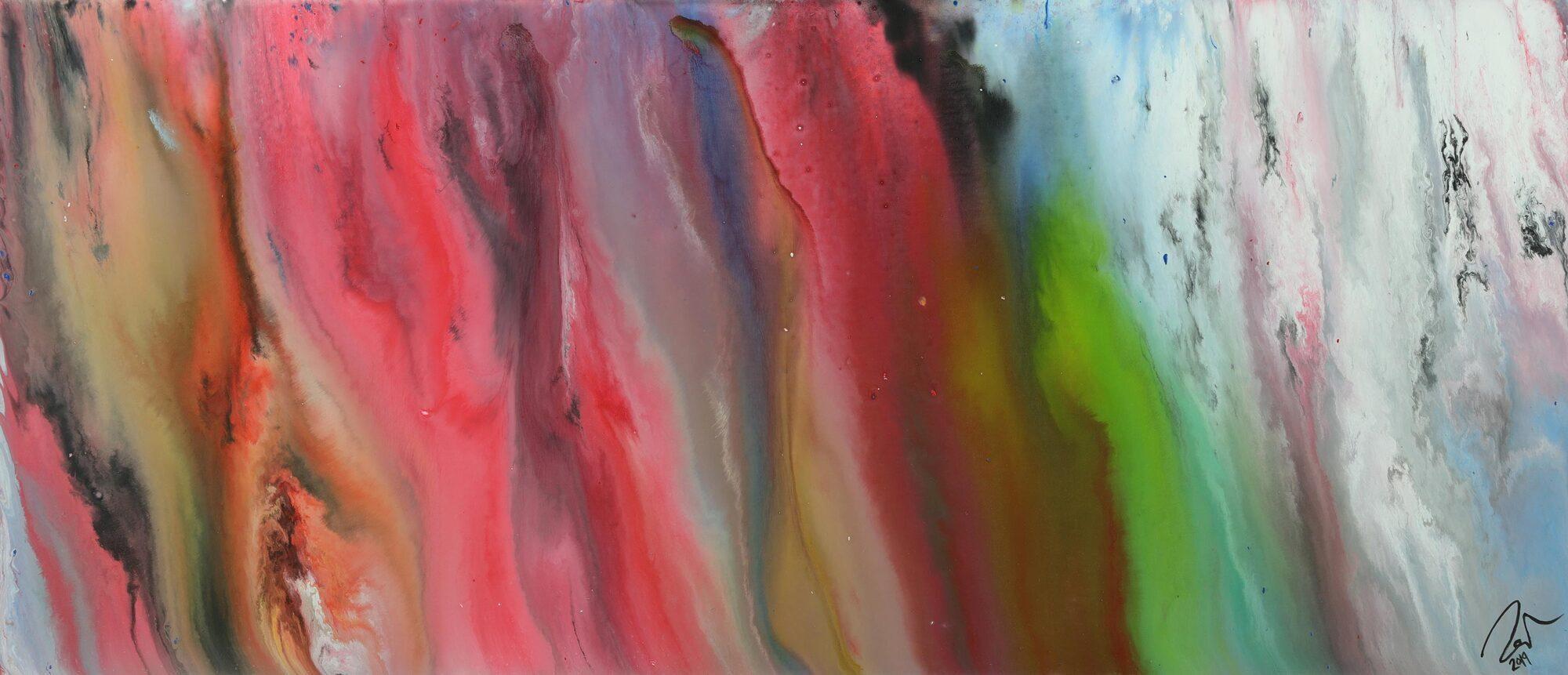 Abstraktes Acrylbild Modern Art zeitgenössisch abstrakt Fließtechnik Fluidpainting Pastellfarben