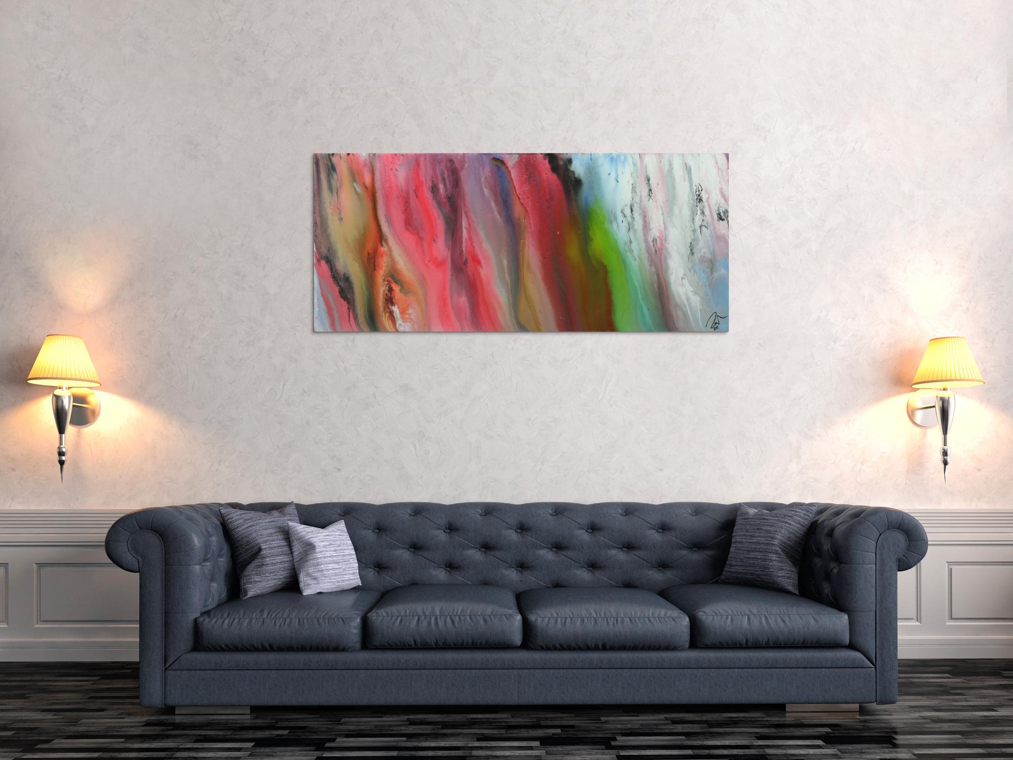 Abstraktes Acrylbild Modern Art zeitgenössisch abstrakt Fließtechnik Fluidpainting Pastellfarben