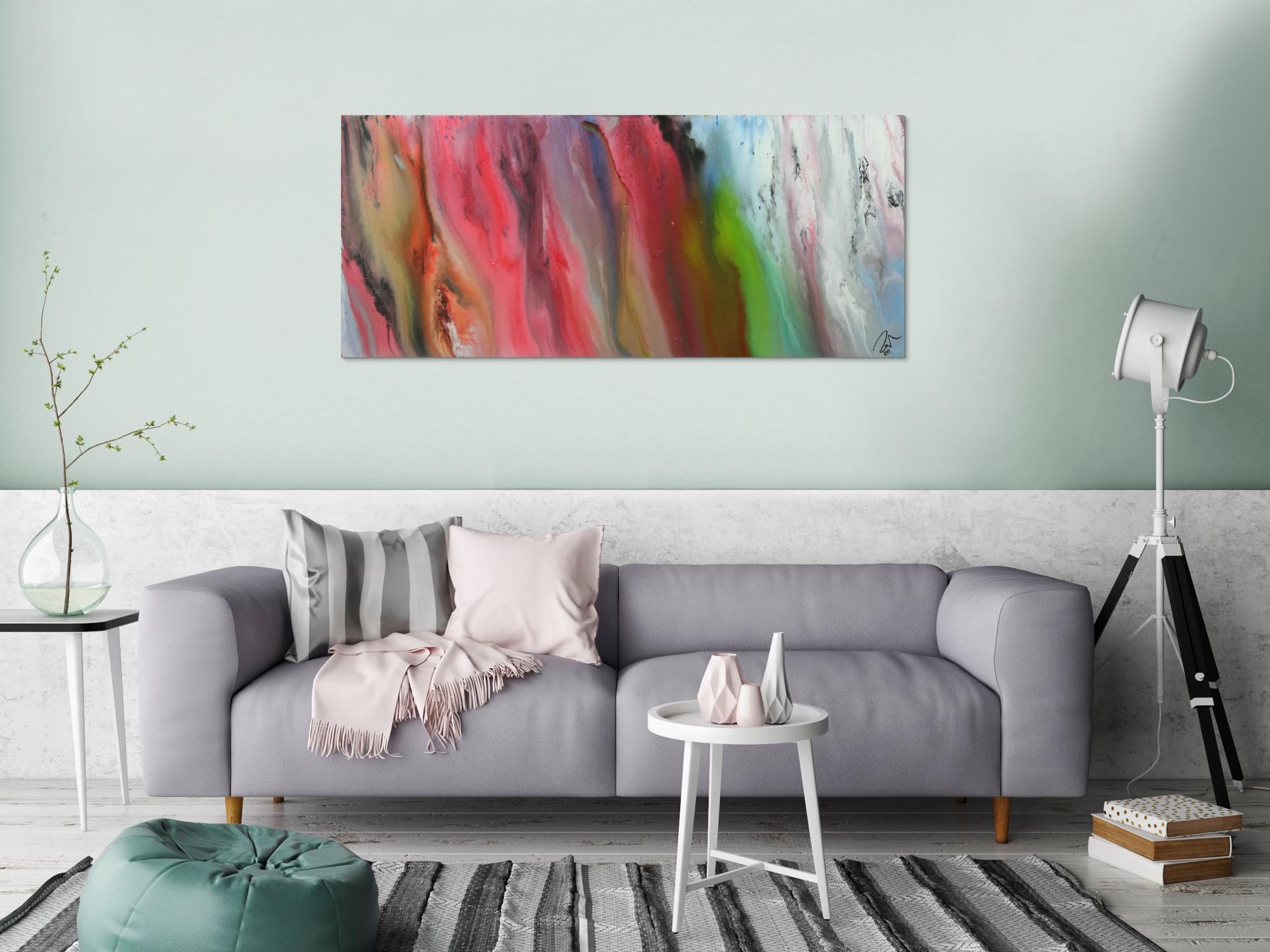 Abstraktes Acrylbild Modern Art zeitgenössisch abstrakt Fließtechnik Fluidpainting Pastellfarben