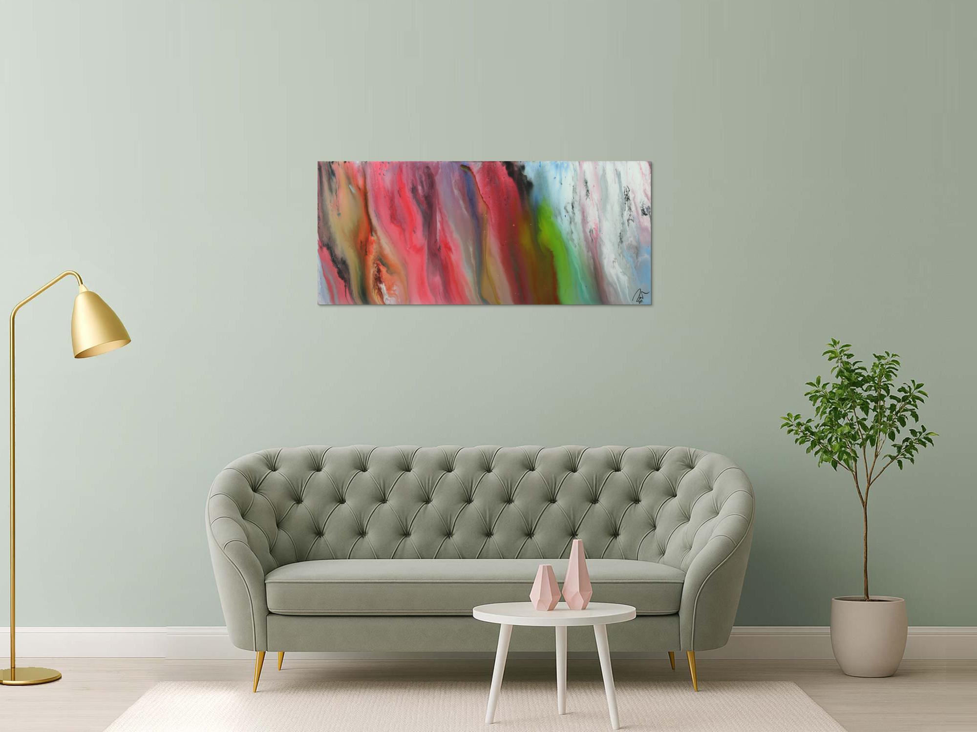 Abstraktes Acrylbild Modern Art zeitgenössisch abstrakt Fließtechnik Fluidpainting Pastellfarben