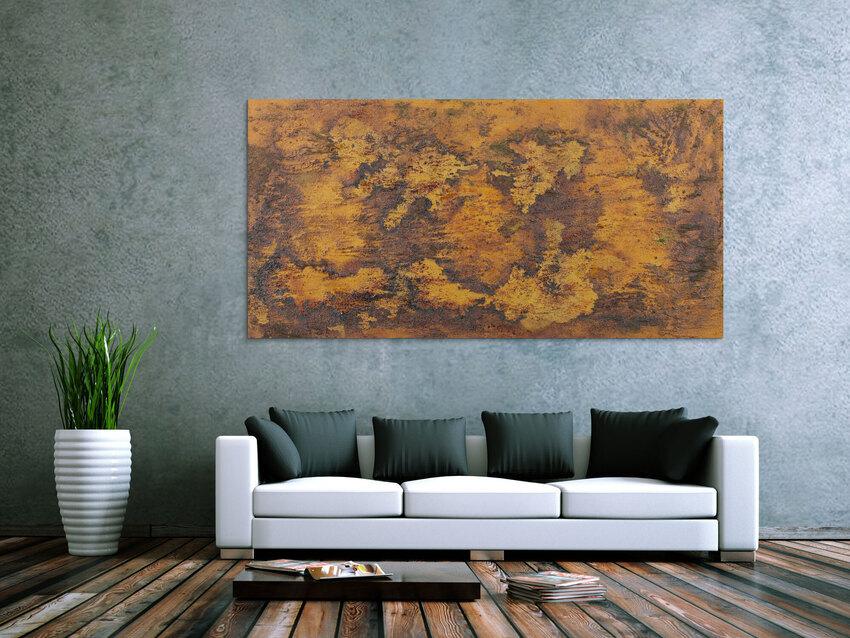 Abstraktes Gemälde aus echtem Rost abstraktes Rostbild zeitgenössisch Modern Art
