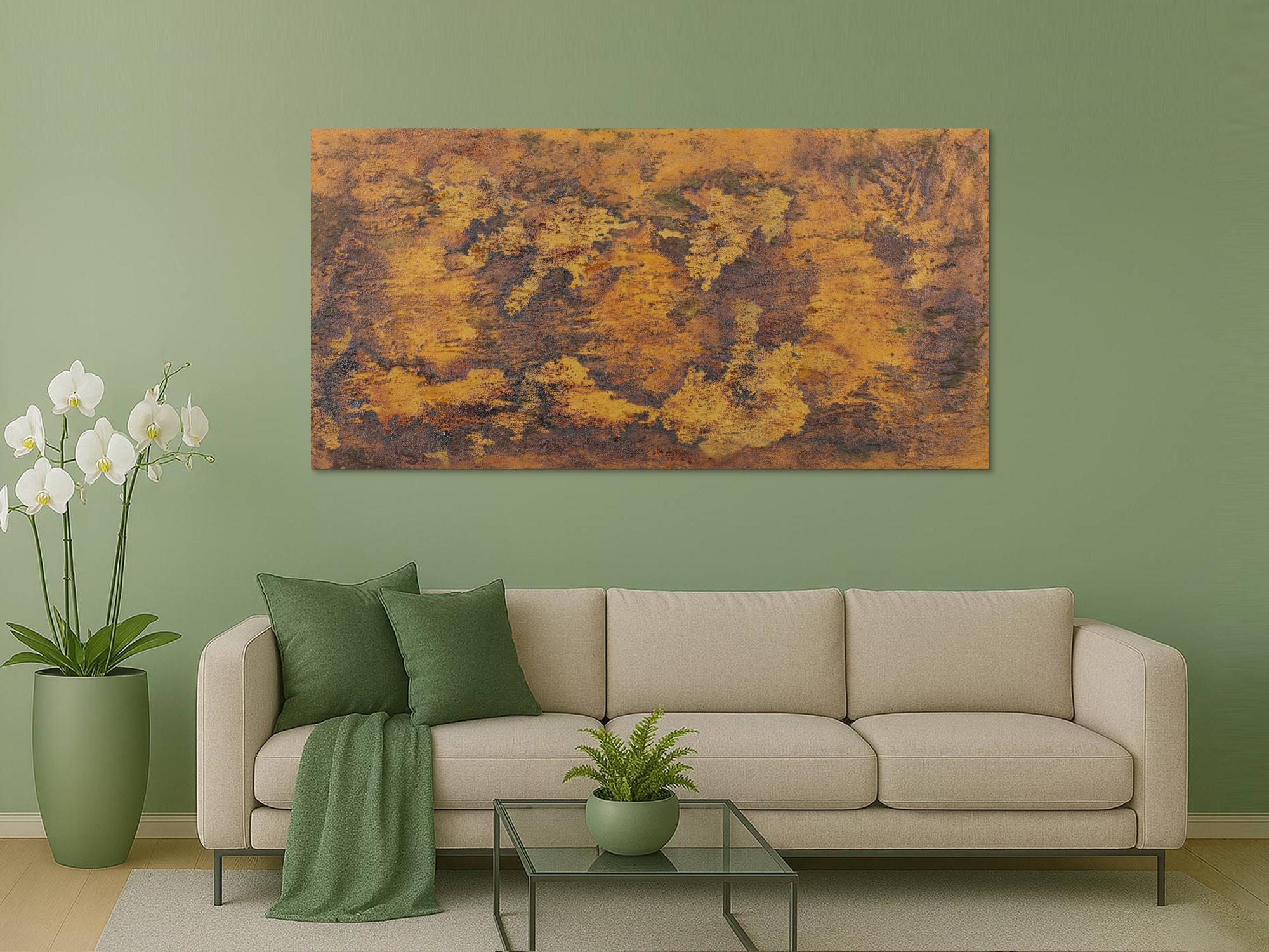 Abstraktes Gemälde aus echtem Rost abstraktes Rostbild zeitgenössisch Modern Art