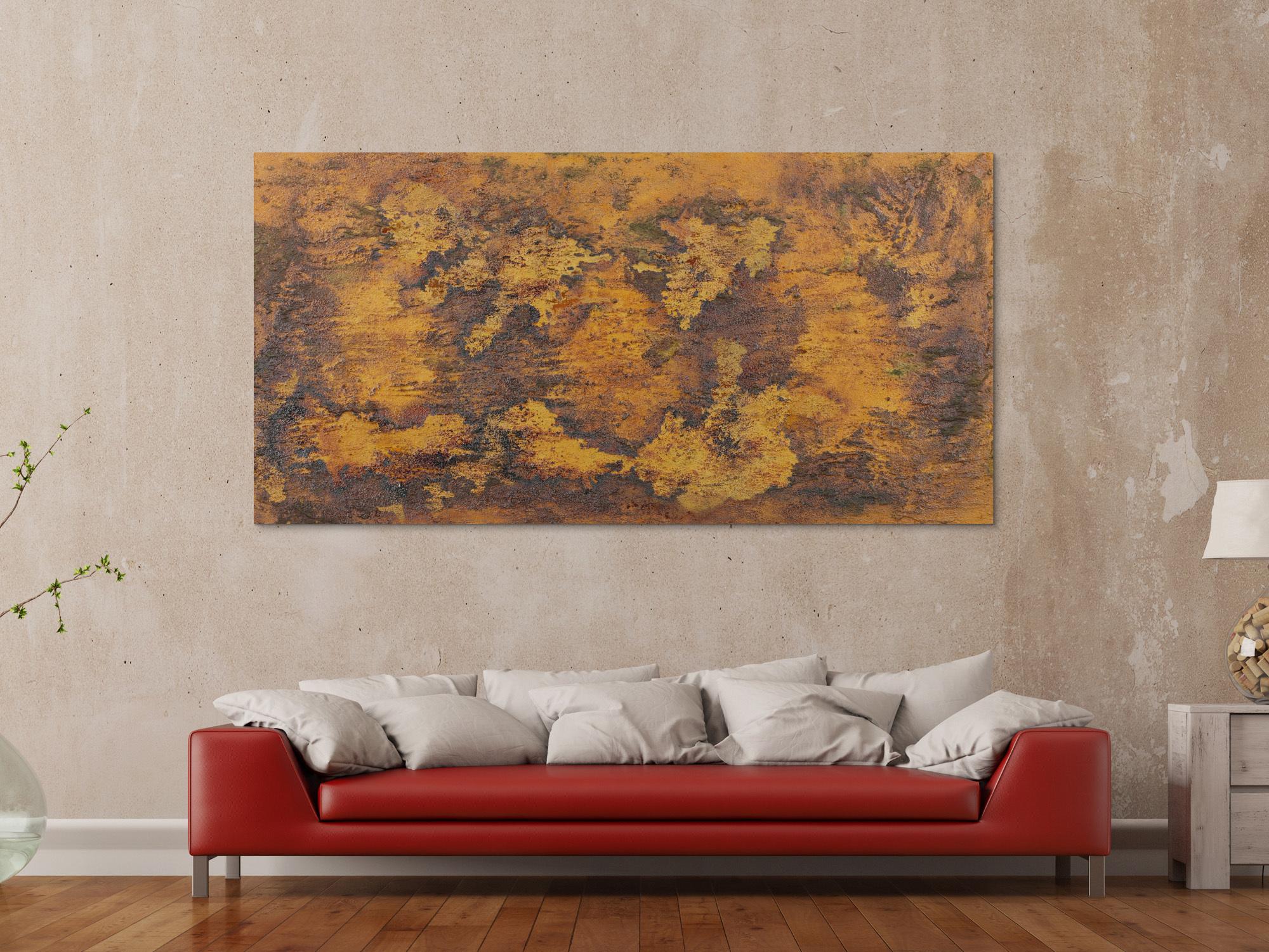 Abstraktes Gemälde aus echtem Rost abstraktes Rostbild zeitgenössisch Modern Art