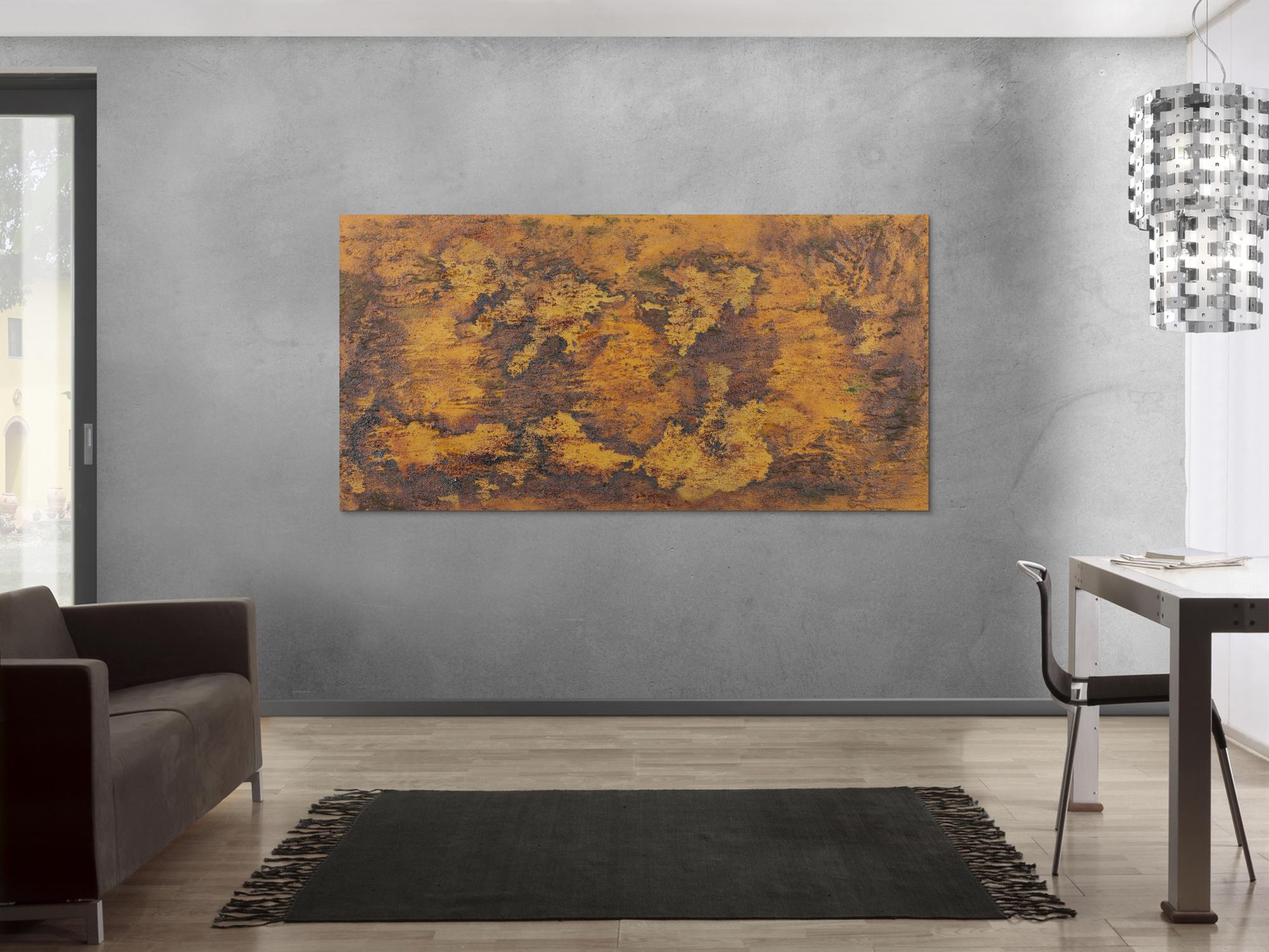 Abstraktes Gemälde aus echtem Rost abstraktes Rostbild zeitgenössisch Modern Art