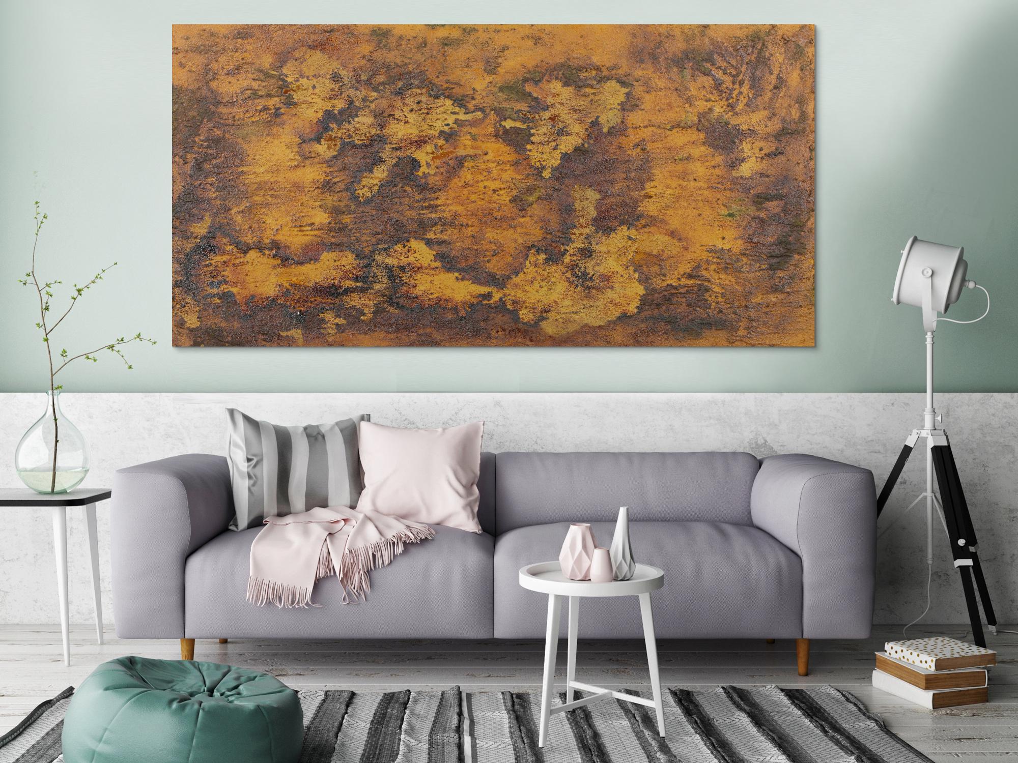 Abstraktes Gemälde aus echtem Rost abstraktes Rostbild zeitgenössisch Modern Art