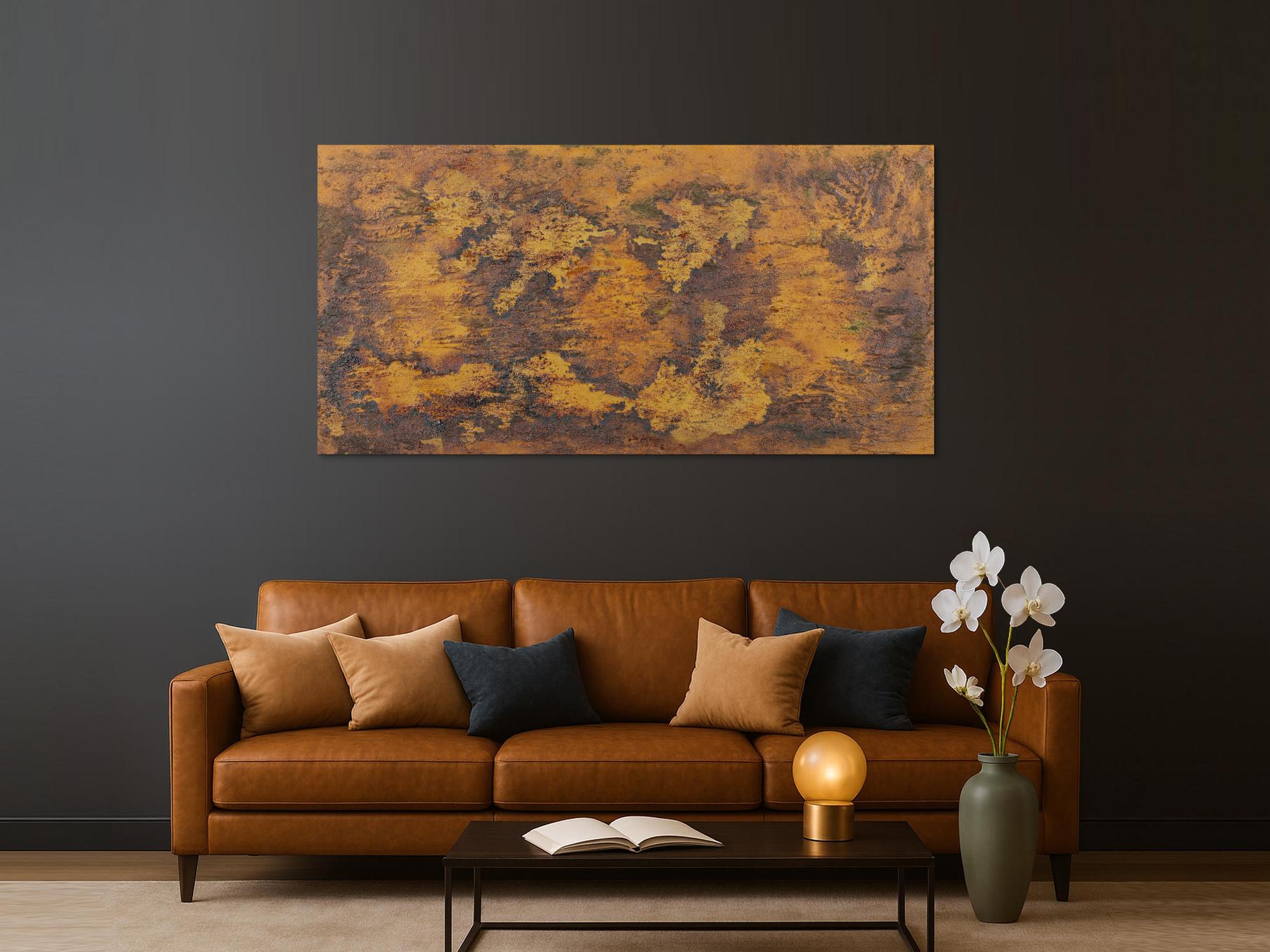 Abstraktes Gemälde aus echtem Rost abstraktes Rostbild zeitgenössisch Modern Art