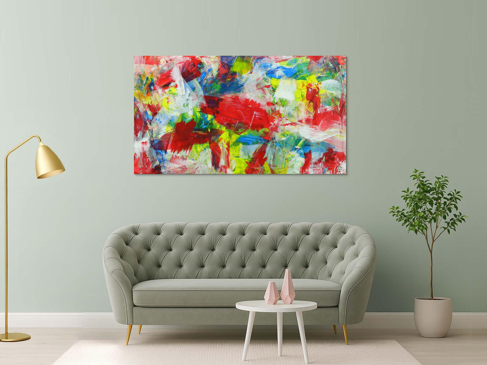 Abstraktes Gemälde sehr bunt zeitgenösssich Spachteltechnik Modern Art 