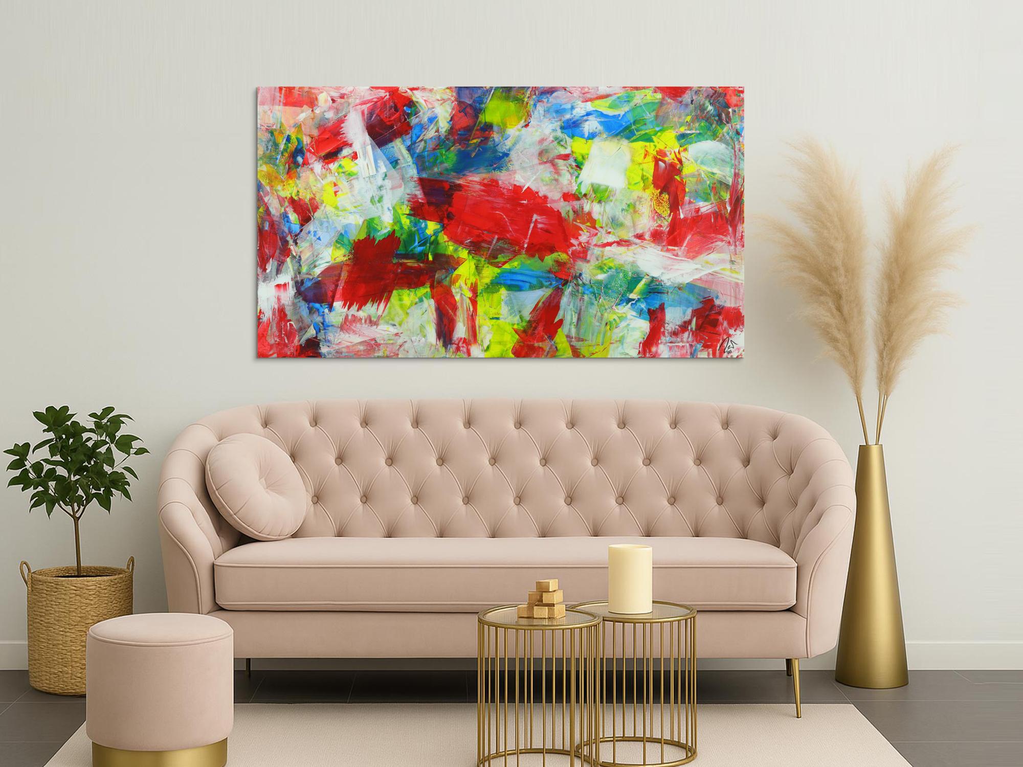 Abstraktes Gemälde sehr bunt zeitgenösssich Spachteltechnik Modern Art 