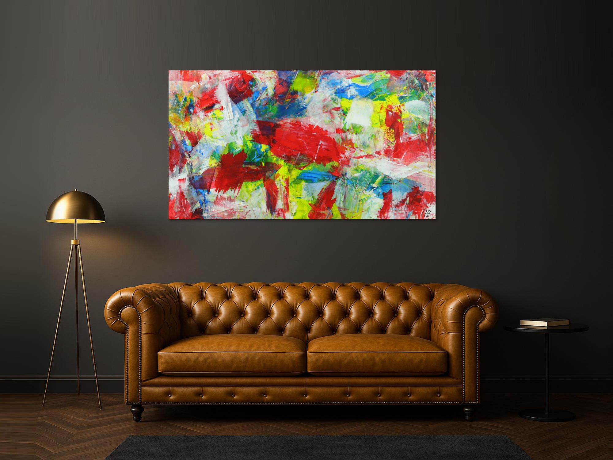 Abstraktes Gemälde sehr bunt zeitgenösssich Spachteltechnik Modern Art 