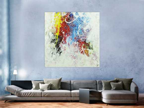 Acrylbild Action Painting helle Farben bunt handgemalt zeitgenössisch abstrakt expressionistisch