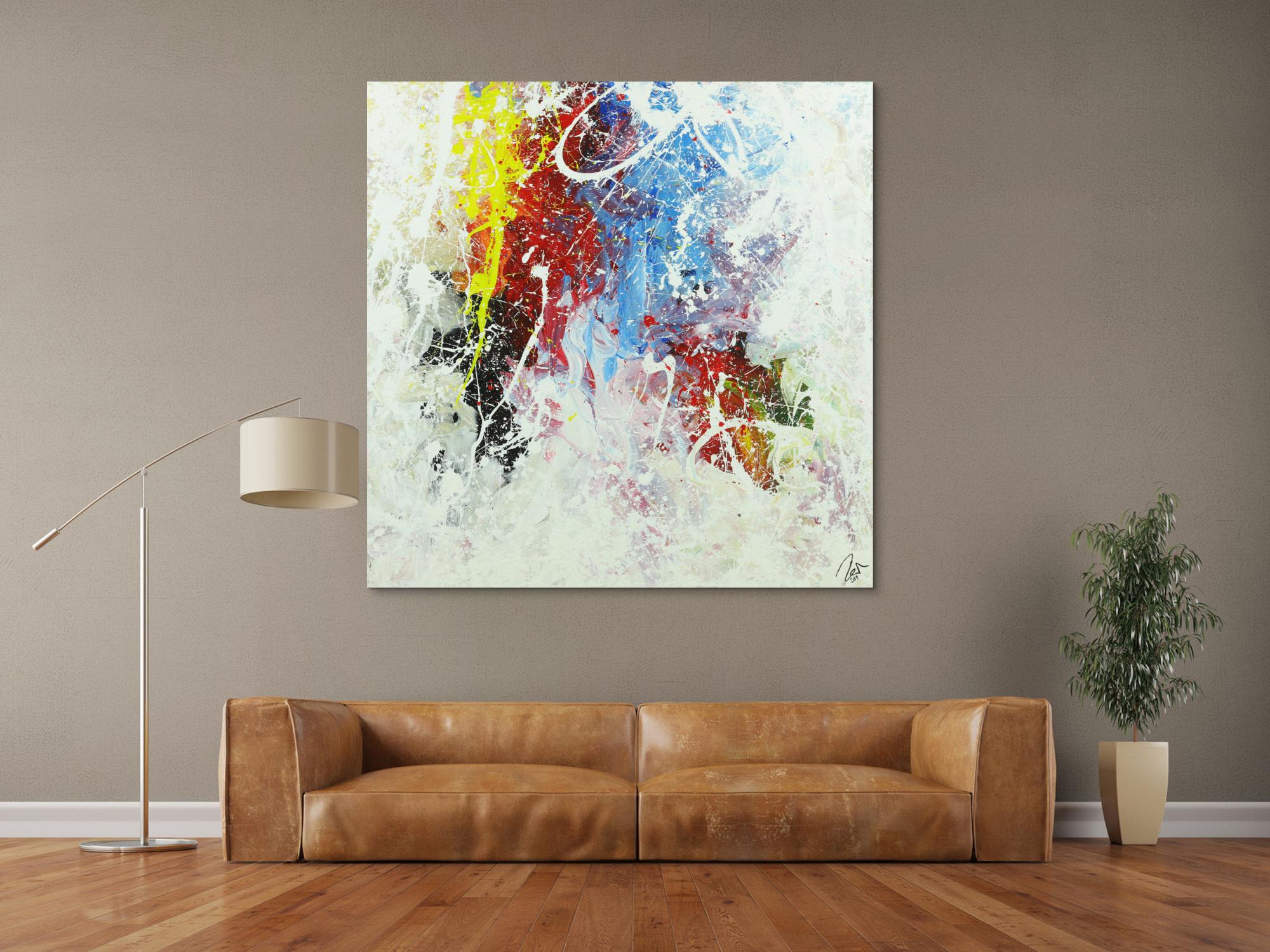 Acrylbild Action Painting helle Farben bunt handgemalt zeitgenössisch abstrakt expressionistisch