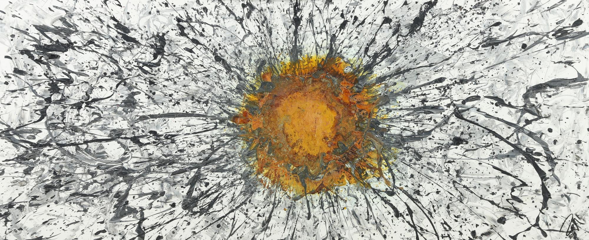 Abstraktes Bild mit Rost Acrylbild mit echtem Rost Modern Art zeitgenössisch expressionistisch