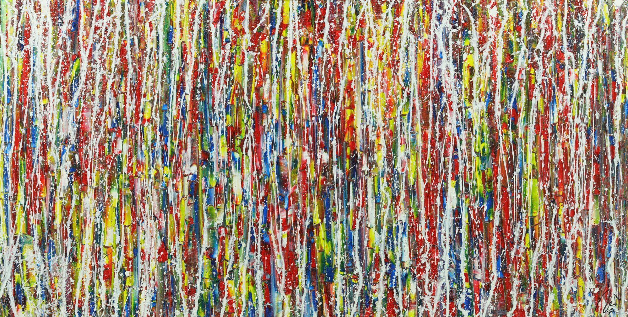 Abstraktes Acrylbild Action Painting sehr bunt Modern Art zeitgenössisch