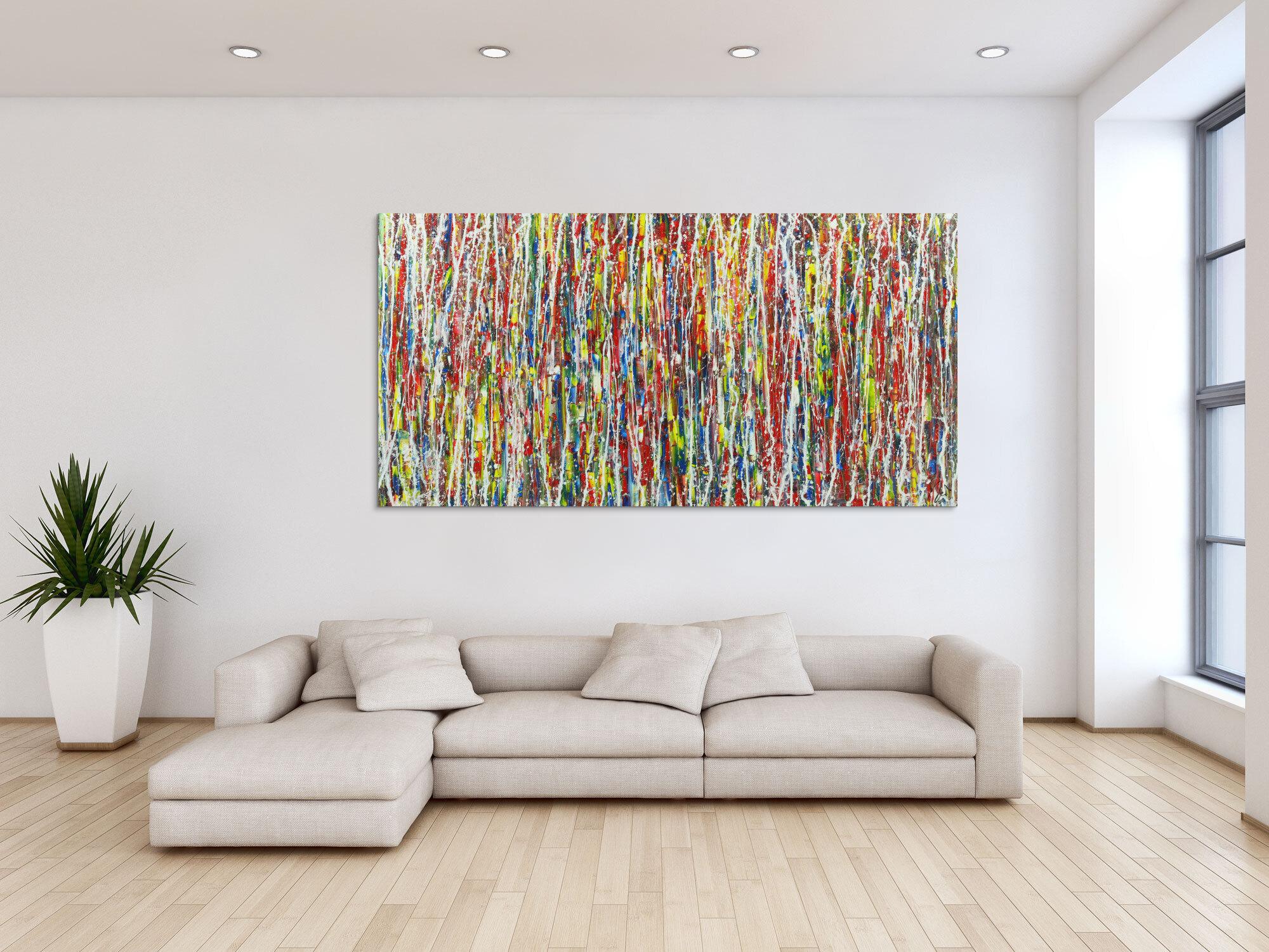 Abstraktes Acrylbild Action Painting sehr bunt Modern Art zeitgenössisch