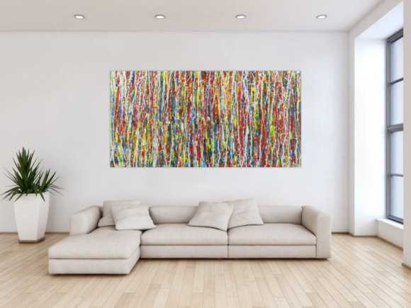 Abstraktes Acrylbild Action Painting sehr bunt Modern Art zeitgenössisch