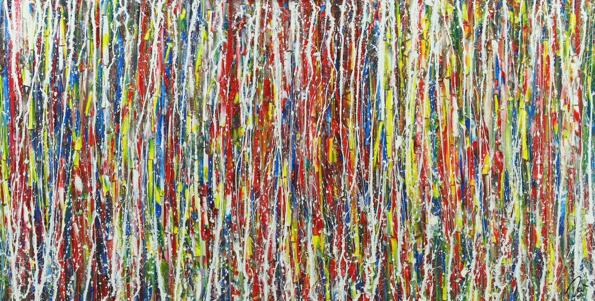 Abstraktes Gemälde Modern Art sehr bunt Action Painting auf Leinwand handgemalt groß