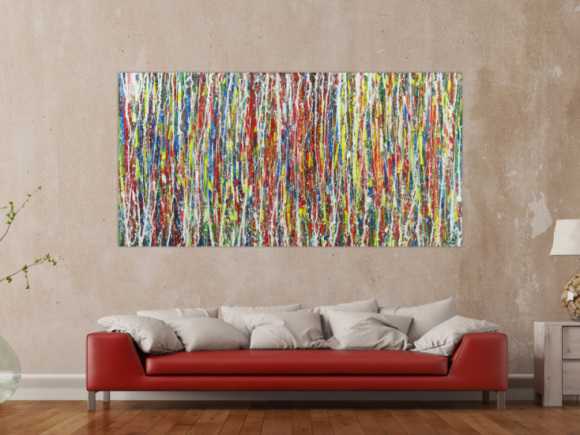 Abstraktes Gemälde Modern Art sehr bunt Action Painting auf Leinwand handgemalt groß