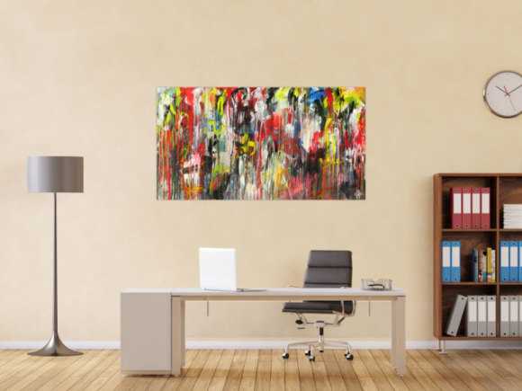 Abstraktes Acrylbild Modern Art sehr bunt Action Painting zeitgenössisch