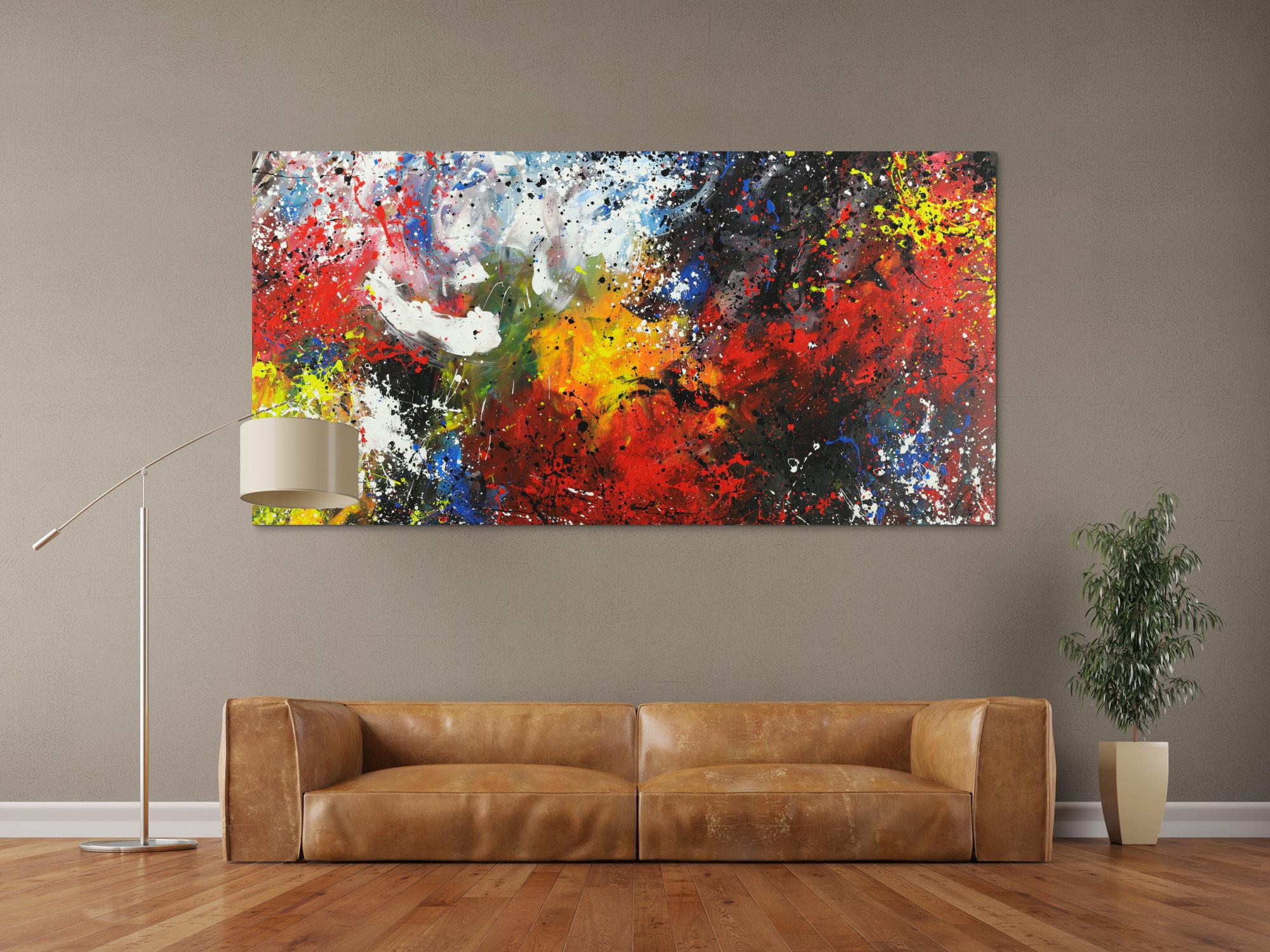 Abstraktes Acrylbild bunt Action Painting Modern Art handgemalt