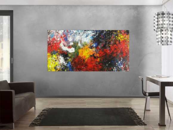 Abstraktes Acrylbild bunt Action Painting Modern Art handgemalt