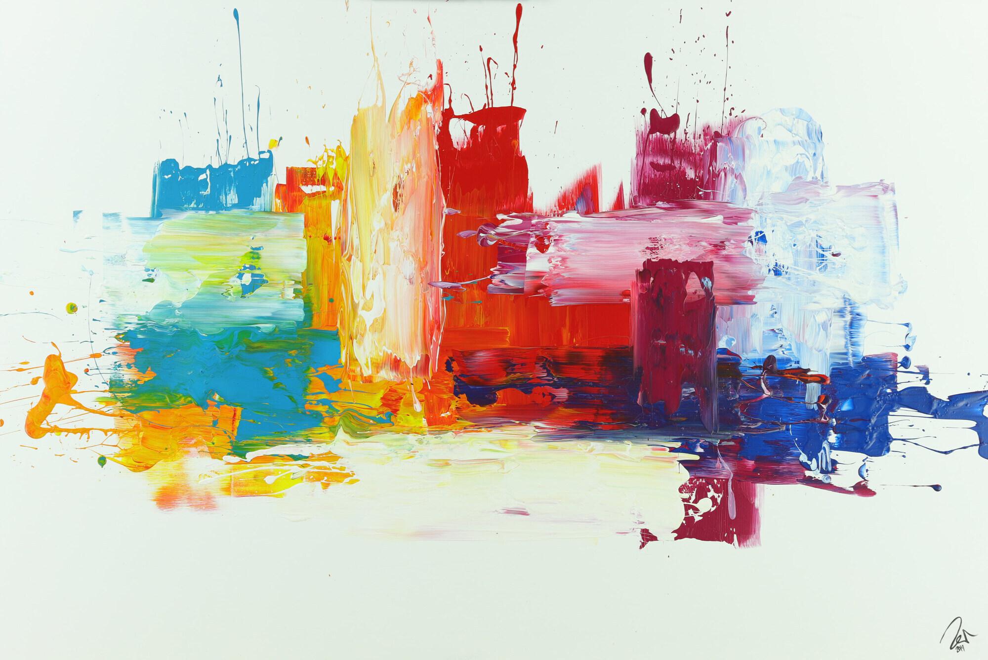 Abstraktes Acrylbild bunt Spachteltechnik expressionistisch Modern Art