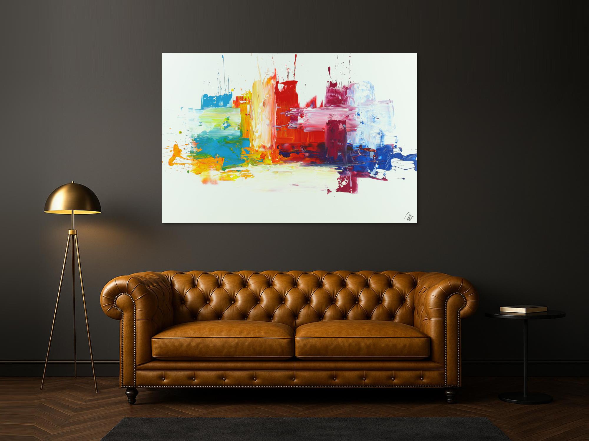 Abstraktes Acrylbild bunt Spachteltechnik expressionistisch Modern Art