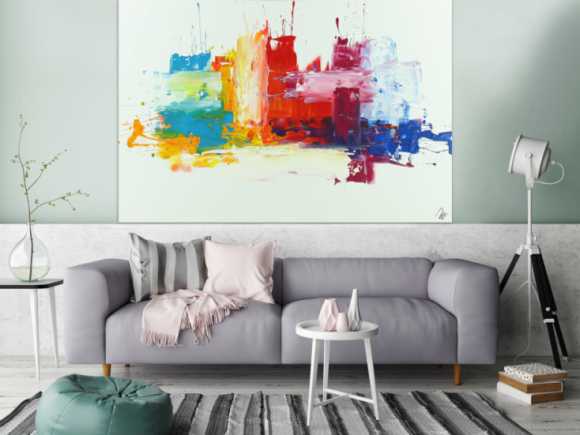 Abstraktes Acrylbild bunt Spachteltechnik expressionistisch Modern Art