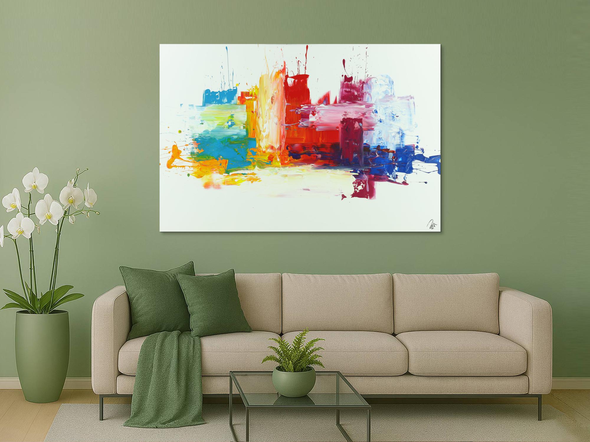 Abstraktes Acrylbild bunt Spachteltechnik expressionistisch Modern Art