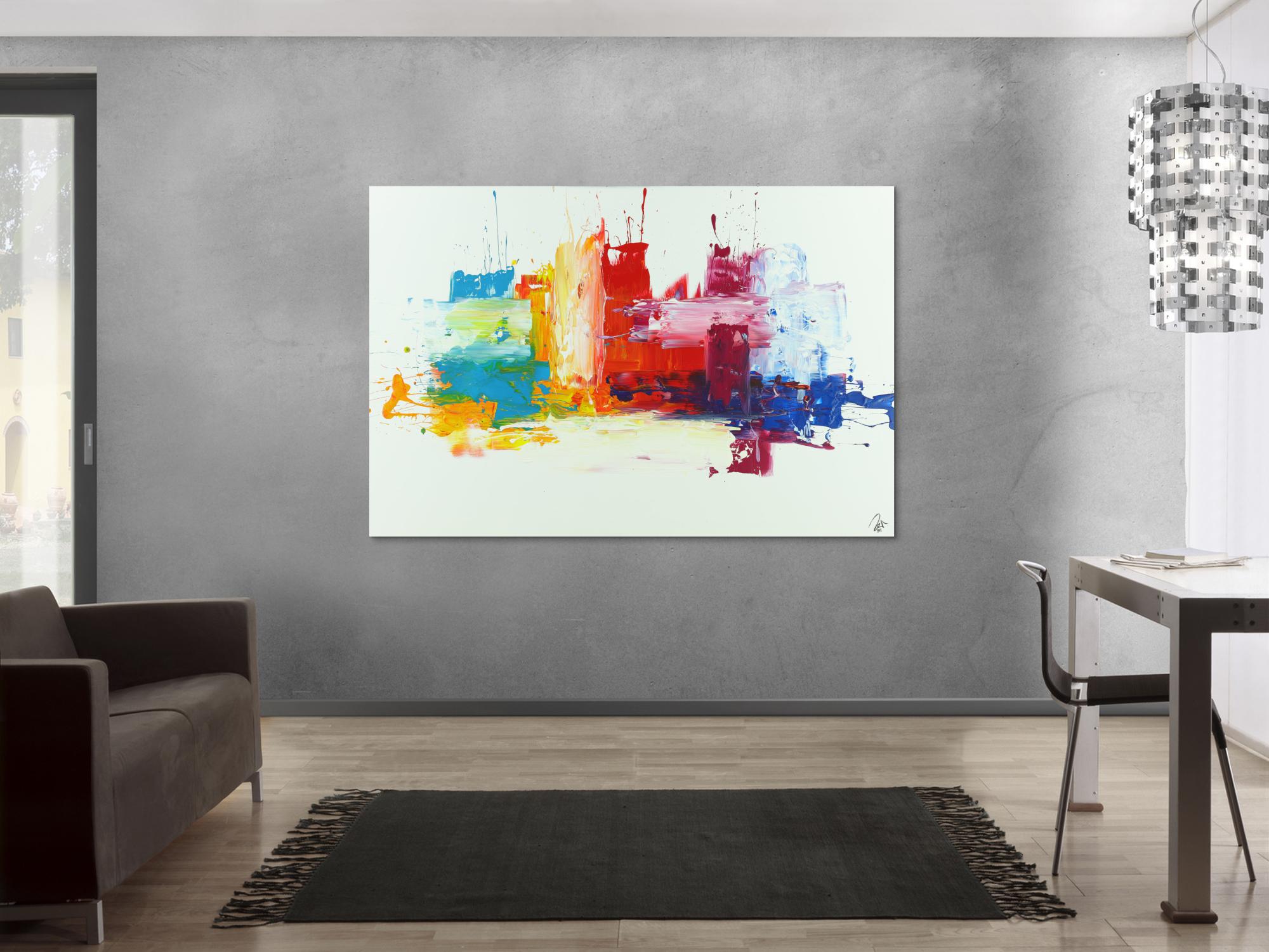 Abstraktes Acrylbild bunt Spachteltechnik expressionistisch Modern Art