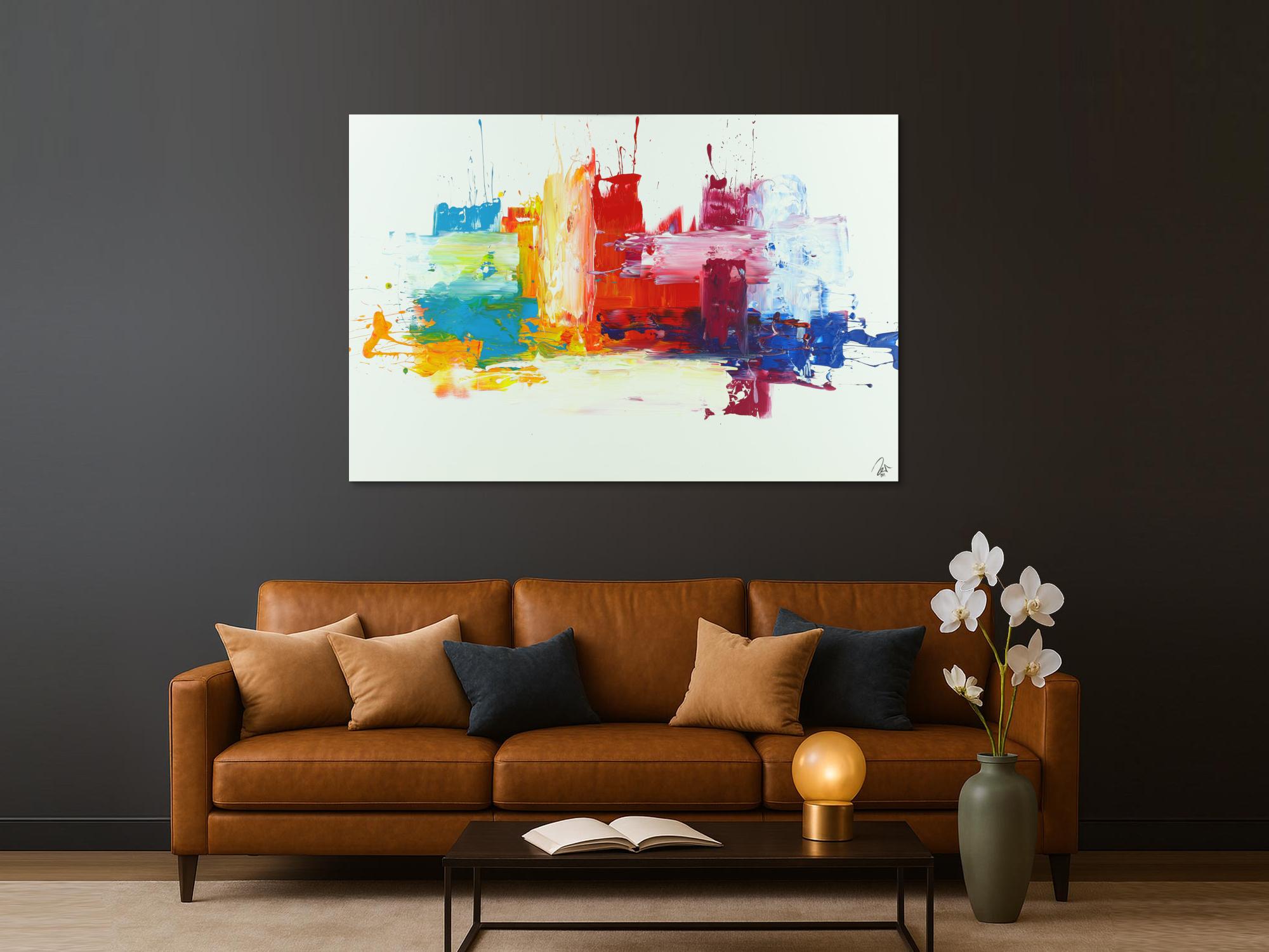 Abstraktes Acrylbild bunt Spachteltechnik expressionistisch Modern Art