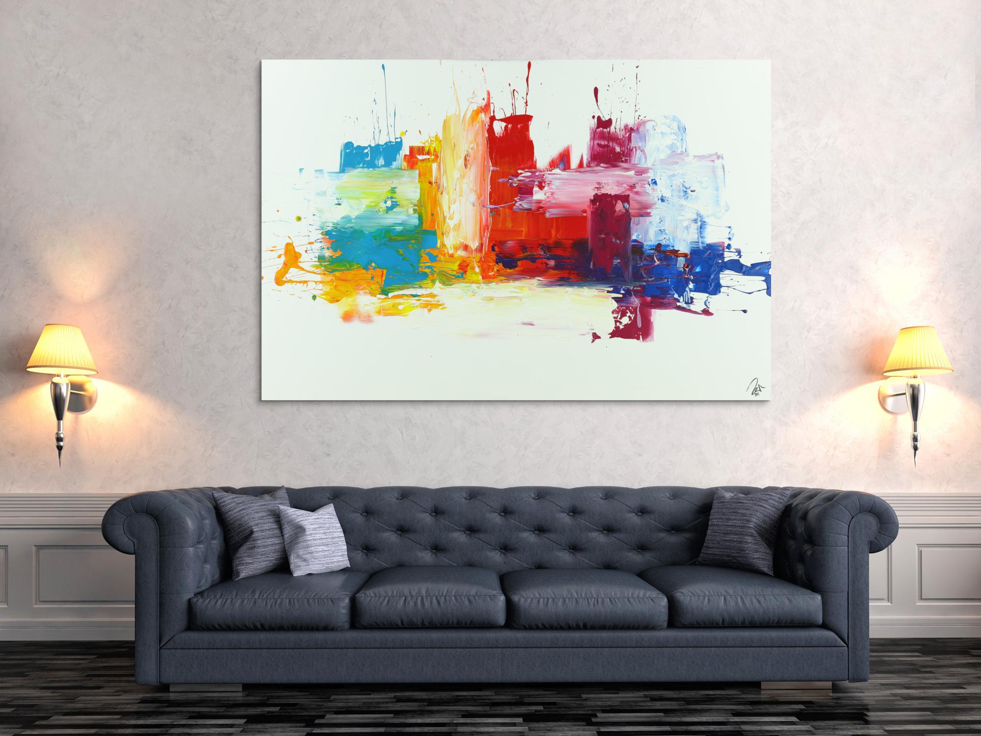 Abstraktes Acrylbild bunt Spachteltechnik expressionistisch Modern Art