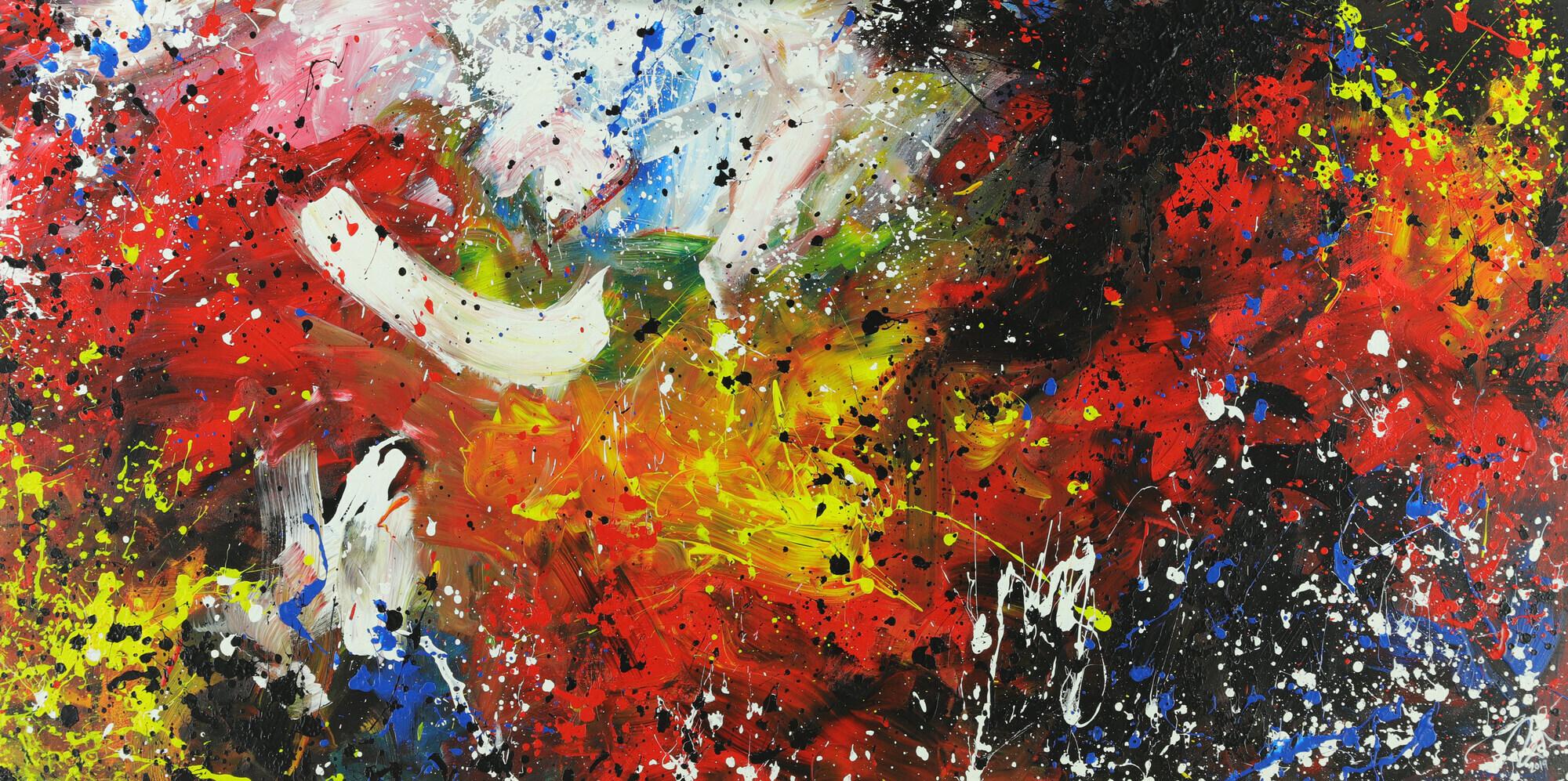 Abstraktes Acrylbild mondernes Gemälde Action Painting Modern Art expressionistisch zeitgenössisch