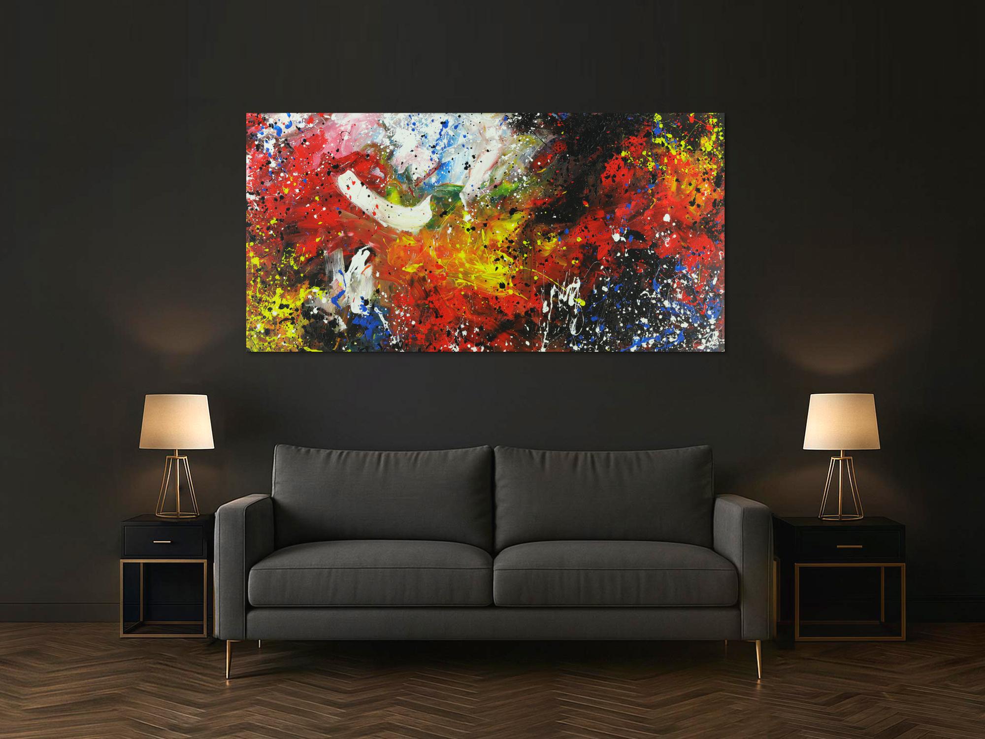 Abstraktes Acrylbild mondernes Gemälde Action Painting Modern Art expressionistisch zeitgenössisch